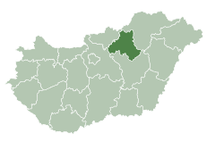 Location of Heves Vármegye in Hungary