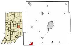 Location of Knightstown in Henry County, Indiana.