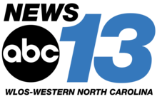 The word NEWS in an italic thick sans serif in the upper left corner, above the ABC network logo, which is next to a blue 13 in the same type. The words "Western North Carolina" are below.
