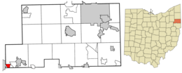 Location of East Alliance in Mahoning County and in the State of Ohio