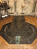 Black granite memorial stone in Southwark Cathedral, London