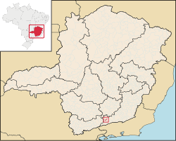 Location of Arantina within Minas Gerais