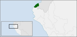 Mapa de localización del departamento de Tumbes en el Perú.