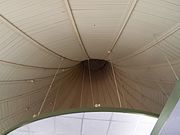 Inside view of the curved roof of the Western Savings & Loan Building.