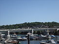 The Pont y Werin under construction in Cardiff Bay