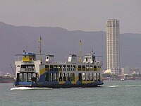 A Penang Ferry crossing the Penang Strait.