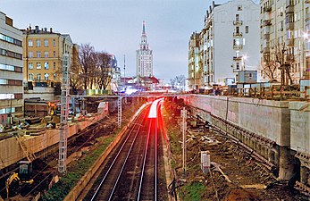 Kurskaya – Kalanchyovskaya section of Line D2. Construction of additional tracks for Line D4 is underway.