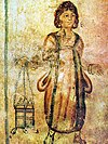 Fresco of a servant in the Roman Tomb of Silistra