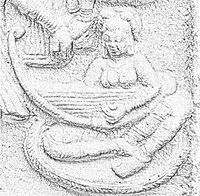 Sketch of sculpture of lute, part of a door lintel found at Pawaya, 4th-5th century AD