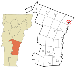 Location in Windsor County and the state of Vermont
