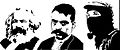 The portraits of Karl Marx, Emiliano Zapata, and Subcomandante Marcos, all symbols used in the Neozapatismo ideology.