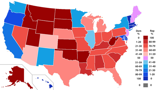 House seats by party holding plurality in state