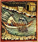 Fishing, Tacuinum Sanitatis, Biblioteca Casanatense (14th century)