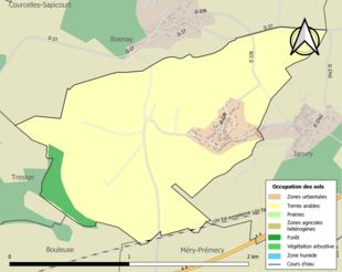 Carte en couleurs présentant l'occupation des sols.