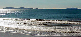 Les îles Coronado vue de la plage de Tijuana