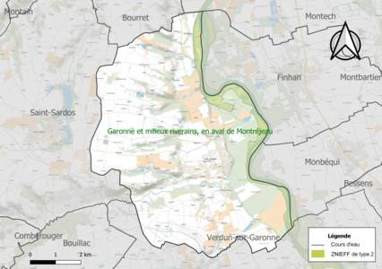 Carte de la ZNIEFF de type 2 sur la commune.