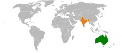 Map indicating locations of Australia and India