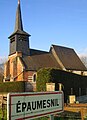 L'église éclairée par le soleil déclinant.