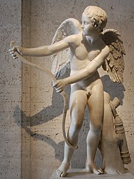 Eros Stringing his Bow, a Roman copy from the Capitoline Museum of a Greek original by Lysippos; 2nd century AD; marble; height: 123 cm; Capitoline Museum (Rome)