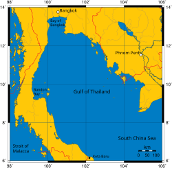 Carte du golfe de Thaïlande.