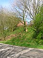 The remains of the wooden pedestrian footbridge and way up to the station