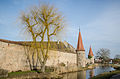 Stadtmauer und Vorderer Stadtgrabenweiher von Südwesten, Feldseite