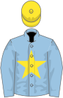 Light blue, yellow star and cap