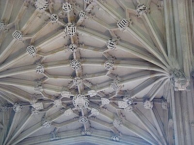 Divinity School ceiling with lierne vaulting in the Perpendicular style.