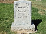 Grave-site of Dr. Lowell Cheatham Wormley (1906–1986) and his wife Olivia Alexander (1914–2004).