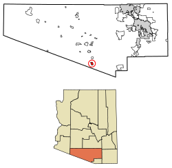 Location of San Miguel in Pima County, Arizona.
