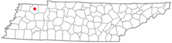 Location of Dresden, Tennessee