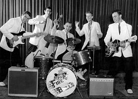 The group in 1959, from left: George Tomsco, Stan Lark, Eric Budd, Chuck Tharp, Dan Trammell