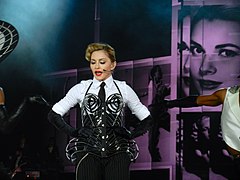 Madonna on the MDNA Tour, her third annual highest-grossing tour