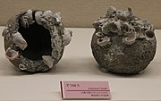 Yuan dynasty bombs, known in Japanese as Tetsuhau (iron bomb), or in Chinese as Zhentianlei (thunder crash bomb), dated to the Mongol invasions of Japan (1271–1284).