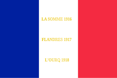 Drapeau du 201e régiment d'infanterie de l'armée française, avec ses batailles.