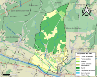 Carte en couleurs présentant l'occupation des sols.