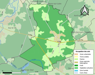 Carte en couleurs présentant l'occupation des sols.