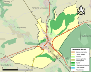 Carte en couleurs présentant l'occupation des sols.