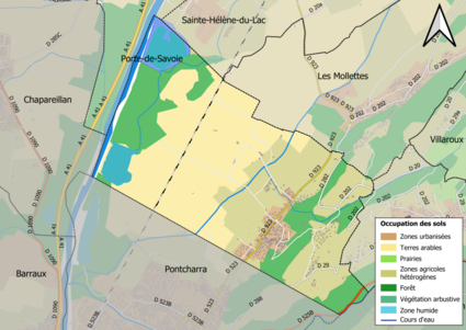 Carte en couleurs présentant l'occupation des sols.