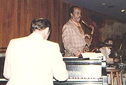 Jazz saxophonist Buddy Tate with pianist Bubba Kolb at the Village Jazz Lounge in Walt Disney World