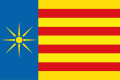 Proposed flag of Salento with a Vergina Sun on a blue strip. (Italy)