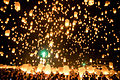 Image 46Yi Peng, floating lantern festival in Northern Thailand, observed around the same time as Loy Krathong. (from Culture of Thailand)