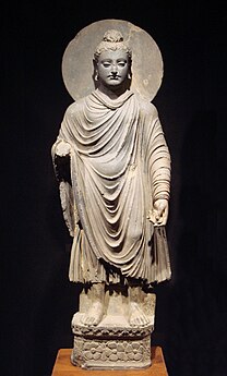 Greco-Buddhist rosettes at the bottom of a statue of the Buddha from Gandhara, 1st-2nd century AD, schistose rock, Tokyo National Museum