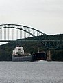 Ocean-going ships enter and exit the Bras d'Or Lake system via Great Bras d'Or, spanned by the Seal Island Bridge