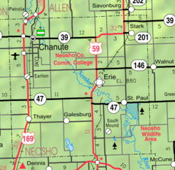 KDOT map of Neosho County (legend)