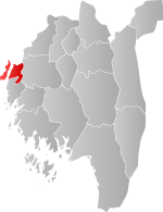 Mapa do condado de Østfold com Moss em destaque.