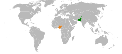 Map indicating locations of Pakistan and Nigeria