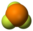 Space-filling model of phosphorus trifluoride