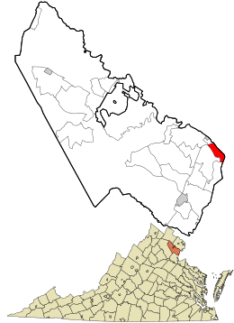 Location of Woodbridge in Prince William County and Virginia