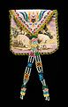 An early 19th-century Mexican Handbag featuring a lamb and crown motif in traditional needlework and a silk dress lining.[32]